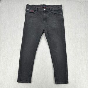 Tommy Hilfiger Jeans Mens 36x30 Black Wash Slim Straight Skinny Denim